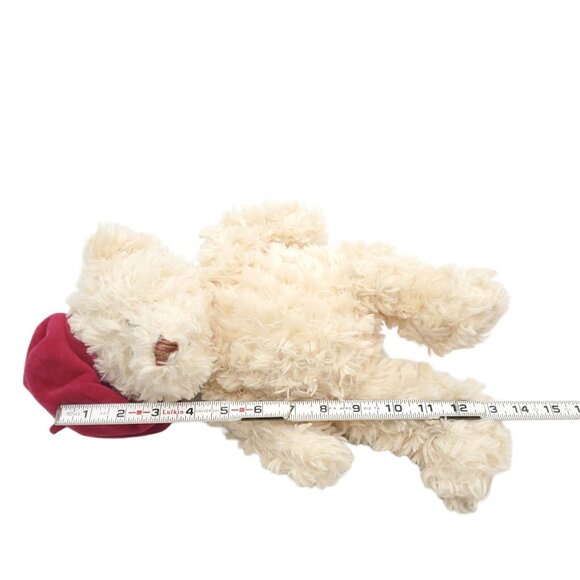 Vintage Shaggy Cream Teddy Bear with Red Beret Plush Stuffed‎ Animal Fiesta 14" - Picture 6 of 6